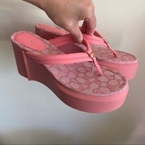coach platform sandals pink